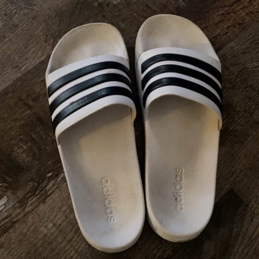 adidas White and Black Slip-On Loafers